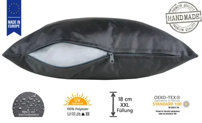 Produktbild von JACK 50x50cm Outdoor Lounge Kissen Dekokissen inkl. XXL-Füllung Wasserabweisend Sitzkissen Garten Stuhl Lotus Effekt, Farbe:Anthrazit