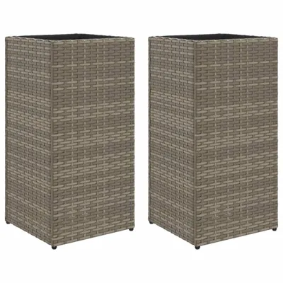 Produktbild von Pflanzkübel 2 Stk. Grau 30x30x60 cm Poly Rattan
