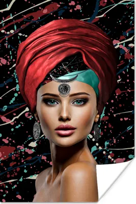 Produktbild von MuchoWow® Poster Frau - Abstrakt - Rot 20x30 cm - Papierdruck