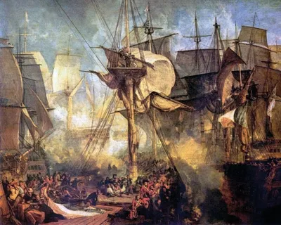 Zdjęcie produktu dla Joseph William Turner Art Print Obraz - Bitwa pod Trafalgarem (40 x 50 cm)