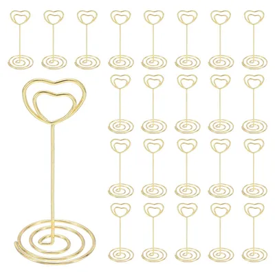 24 Herz-Tischnummernhalter, Metall, 85 mm, gold