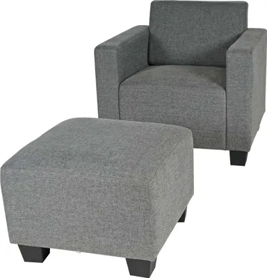 Obrázok produktu pre Modulárne kreslo lounge chair s otomanom Lyon, látka/textil ~ sivá