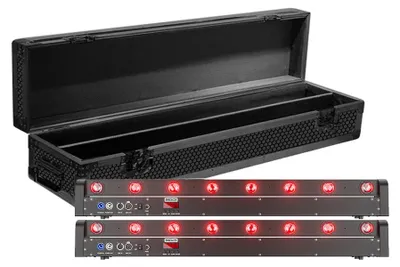 Image de Barre de projecteurs LED mobile - RGBW - Lot de 2 - 8 x 12 W par lampe - Avec mallette de transport - DMX512 - 100–240 V
