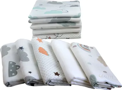 Produktbild von M.M.C. Spucktücher 10 PACK Mix Mullwindel One Size Unisex Wolken