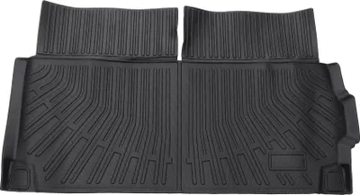 Image de Tapis De Coffre Pour Bmw X7 2019-2024 En Tpe Noir Avec Motif À Rayures Plates Anti-Dérapant À L'Arrière