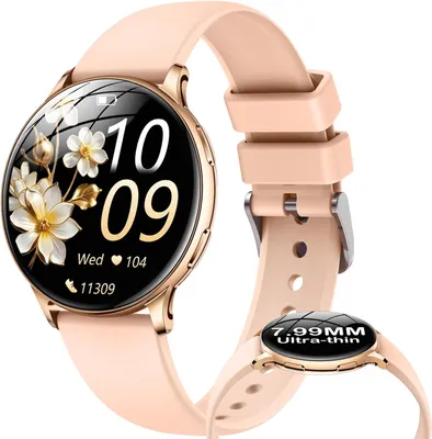 Produktbild von Smartwatch für Damen mit Telefonfunktion, Sportuhr: Herzfrequenzmesser, Schlafüberwachung, Schrittzähler, über 100 Sportmodi, wasserdicht
