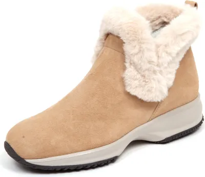 Immagine prodotto di F7010 sneaker donna beige HOGAN INTERACTIVE leather/eco fur inside slip on woman