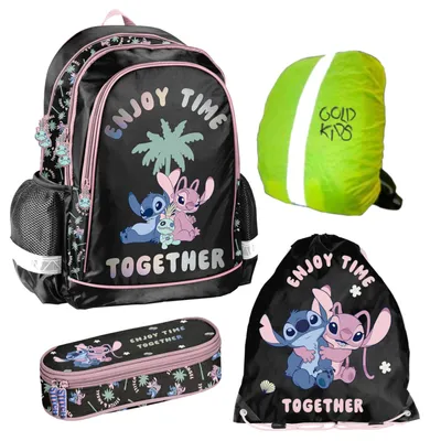 Produktbild von Goldkids- Schulranzen für Jungen und Mädchen, 4er-Set - Schul-Rucksack für Kinder mit Federmäppchen - Schuhbeutel