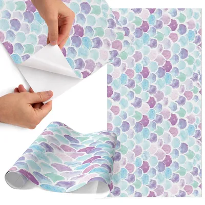 Produktbild von Möbelfolie 50x100 cm - Klebefolie Möbel - Selbstklebende Folie - Folie für Möbel - Möbelfolie Küche - Klebefolie Küche - Möbelfolie Schrank - Wasserdicht - Abwaschbar - Selbstklebend - Luftblasenfrei - Rückstandslos entfernbar - Aquarellskalen