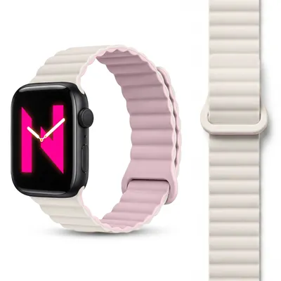 Produktbild von Core Armband für Apple Watch Ultra/SE/10/9/8/7/6/5/4/3/2/1, Atmungsaktives Silikon Magnet Sportarmband, 42/44/45/46/49mm -  Pfirsichblüte