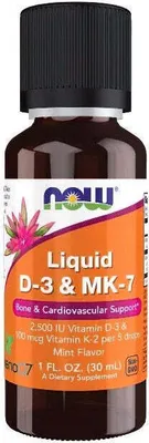 Produktbild von Vitamin D3 62,5 mcg (2500 IU) & K2 MK-7 100 mcg 30 ml Flüssigkeit Now Foods