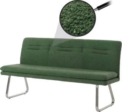 Produktbild von Sitzbank MCW-H70, Esszimmerbank Bank Polsterbank, Lehne Stoff/Textil Bouclé Edelstahl gebürstet 180cm  grün
