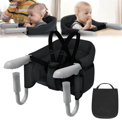 Produktbild von YARDIN Tischsitz Baby 6-36 Monate Sitzerhöhung Babystuhl Faltbarer Boostersitz für 2-8cm Dicke Tische Kinder Essen Stuhl Sitzhilfe (Schwarz)