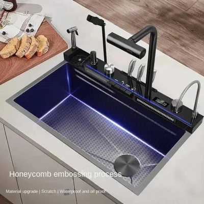 Zdjęcie produktu dla Zlewozmywak kuchenny – pojedyncza komora – 80 x 45 cm – szczotkowana stal nierdzewna – montaż nakładkowy – z baterią – żółty
