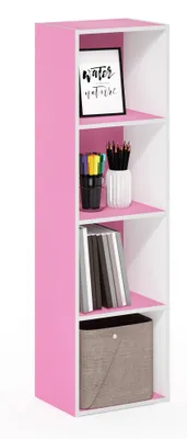 Bücherregal 4 Fächer, Rosa/Weiß, 30,5x106,1x23,7 cm