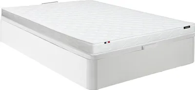 Produktbild von Set 140 x 190 cm Rahmen mit Box weiß + 15 cm dicke Schaumstoffmatratze - ZEUS by YSMÉE