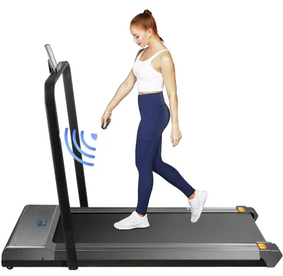 Obrázek produktu pro Běžecký pás VEVOR pod stůl stříbrný, běžecký pás skládací fitness stroj kapacita 100 kg běh trénink kompaktní s madlem v kanceláři doma cvičení kolo profesionální