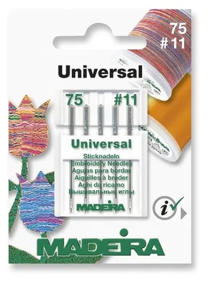 Zdjęcie produktu dla Madeira 9450, Maszyna do szycia, Igła do haftowania, Stal nierdzewna, Stal nierdzewna, 5 szt., Blister