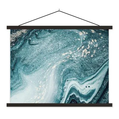 Produktbild von MuchoWow® Textilposter Edelsteine - Blau - Natur - Marmor - Abstrakt 120x90 cm mit schwarzem Rahmen - Aufhänger für Poster