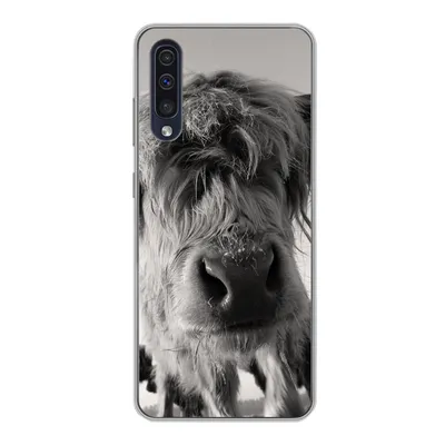 Produktbild von MuchoWow® Handyhülle Schutzhülle Hülle für Samsung Galaxy A30s Schottischer Highlander - Schwarz - Weiß - Tiere Silikon Softcase Handy Hülle - Karteninhaber