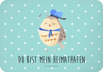 Produktbild von Mr. & Mrs. Panda magnet Eule Matrose - Türkis Pastell - Geschenk, Freundin, Heimathafen, Kühlschrankmagnet, tafelmagnet, Notizhalter, zettelhalter, Kapitän, spruchmagnet