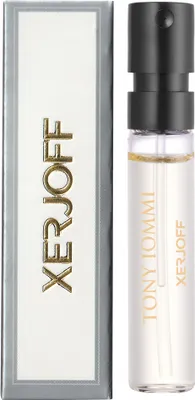 A sample vial of Xerjoff Tony Iommi Eau de Parfum next to its packaging.