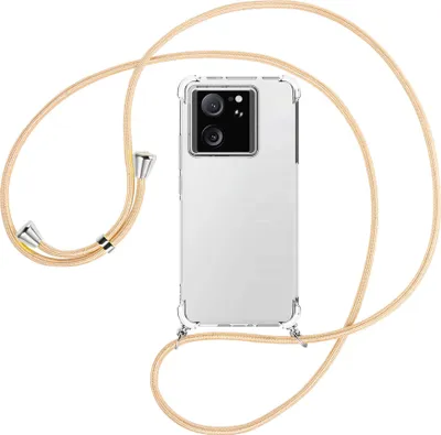 Produktbild von Handykette Backcover-Schutzhülle mit Band (Metall silberfarben) für Xiaomi 13T Pro (6.73'') - Goldkordel
