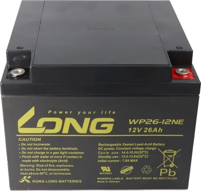 Zdjęcie produktu dla Kung Long WP26-12NE F6 Odporny na cykle akumulator ołowiowy, 12V, 26Ah, gwint wewnętrzny M5