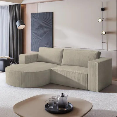 Produktbild von Masseno Ecksofa SORELA P L-S mit Schlaffunktion L-Form, Sofa mit Bettkasten, Wohnzimmersofa, Couch, Soffa, Bettsofa, Couchgarnitur- Beige, POSO 02