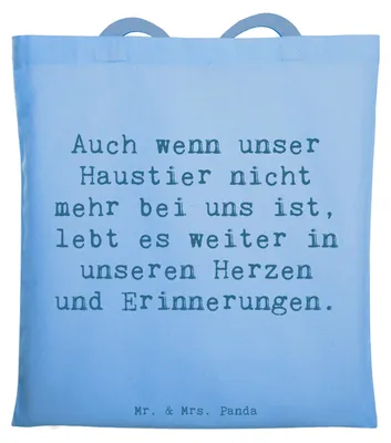 Produktbild von Mr. & Mrs. Panda Jutebeutel Spruch Trauerbewältigung nach dem Verlust eines Haustiers - Sky Blue - Geschenk, Andenken, Erinnerung, Mutmacher, Zuversicht, Beutel, Trost