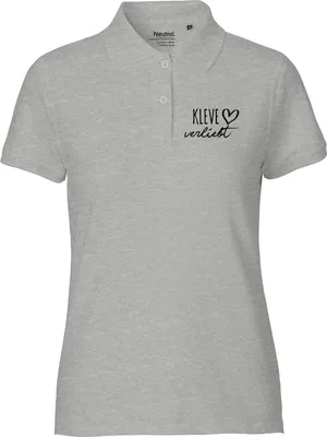 Produktbild von Huuraa Damen Polo Shirt Kleve verliebt S Sport Grey Bio Baumwolle Fairtrade Poloshirt Geschenkidee