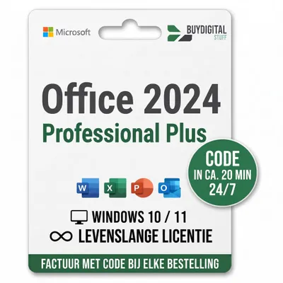 Productafbeelding van Microsoft Office 2024 Professional Plus, licentiecode om te downloaden, 1 pc, Windows 10/11, levenslange licentie, factuur