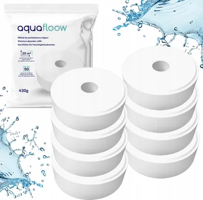 Zdjęcie produktu dla AquaFloow 8x tabletki pochłaniające wilgoć 430 g – Bezzapft, uniwersalne, działanie przez 90 dni