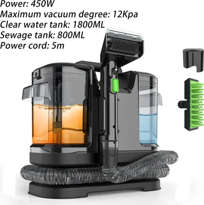 Image de Aspirateur à sec et à eau - 12 kPa. Nettoyeur de tissus et de tapis - 450 W - Double réservoir de 1080/800 ml - Câblé avec prise européenne - Nettoyage des textiles et des taches