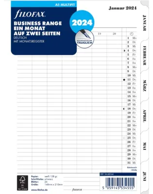 Produktbild von FILOFAX Kalendereinlage 2024 A5 1 Monat / 2 Seiten tabbed 24-68544