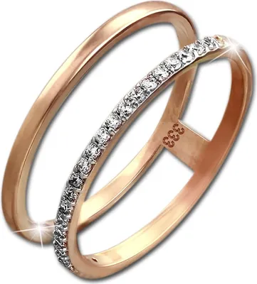 Produktbild von GoldDream Gold Doppel Ring 8 Karat Zirkonia Gr.60 333er Rosegold GDR505E60