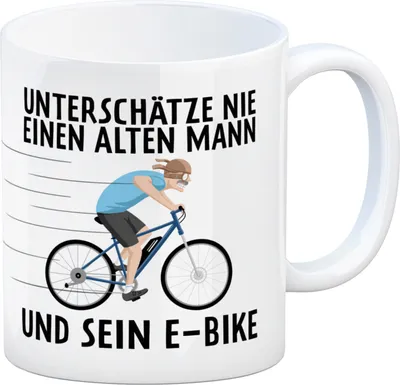 Produktbild von Unterschätze nie einen alten Mann und sein E-Bike Kaffeebecher