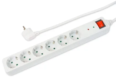 Imagen del producto de Tira de enchufes SKT, con 6 enchufes, protección contra sobretensiones, protección para niños e interruptor