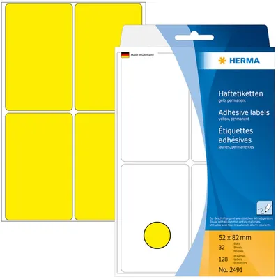 Produktbild von Vielzweck-Etiketten 52x82mm gelb VE=10x128 Stück