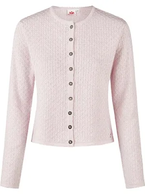 Produktbild von Spieth & Wensky Strickjacke Hanzing rosé Größe L kurzer Schnitt Wabenmuster Metallknöpfe Blumenornament