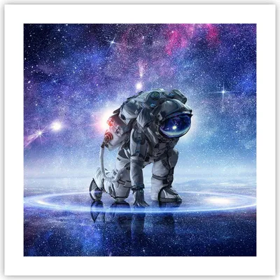 Produktbild von Poster - Poster ohne Rahmen - Kosmonaut Weltraum - 50x50 cm - Wand Bild - Wanddeko - Wandbilder - Kunstposter - Wandposter - Bilder - Kunstdruck - Wanddekoration - Wandbild - P2XAC50x50-3985