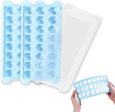 Immagine prodotto di Stampini in silicone per cubetti di ghiaccio - Set da 2 - Stampini con coperchio - Forma a zampa di gatto - Facili da svuotare