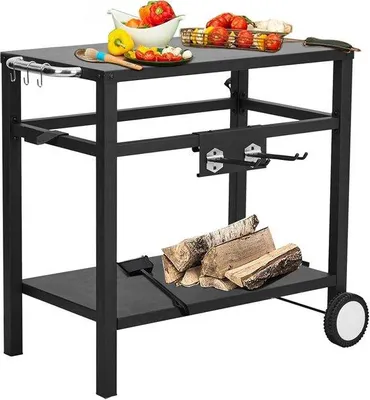 Produktbild von Esswagen für Grill im Freien - Bewegliche Kochstation mit Haken und Rädern