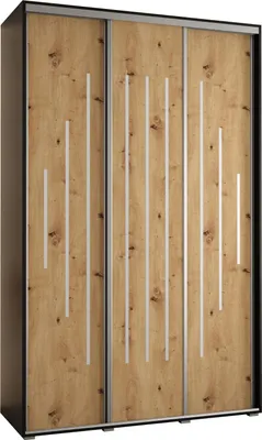Produktbild von MEBLE KRYSPOL Davos 12 Schrank, drei Türen - 235,2x150x45 cm - Schwarz Artisan Silber