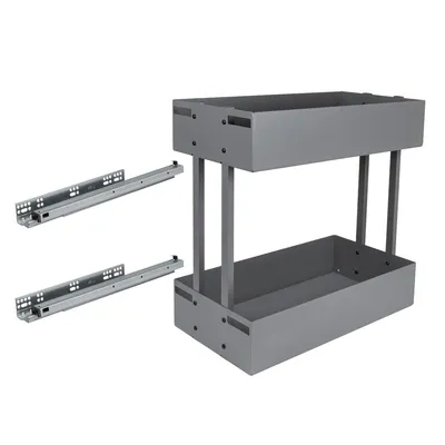 Produktbild von Schrankauszug 40 cm Unterschrankauszug Küche Softclose Anthrazit 2 Ebenen 400mm Metall