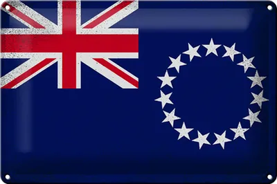 Produktbild von Blechschild Flagge Cookinseln 30x20cm Cook Islands Vintage