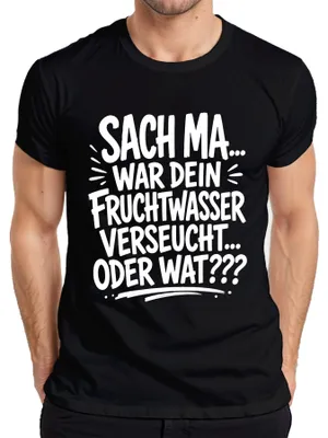 Productafbeelding van Was ist los met je vruchtwater? Of: Grappig heren T-shirt, zwart, maat M