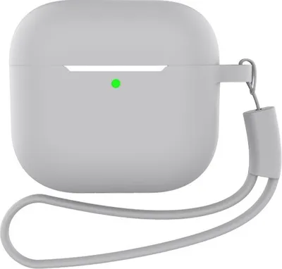 Productafbeelding van INF AirPods-hoesje met sleutelhanger en accessoires Grijs AirPods 4 plat