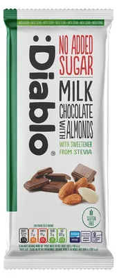 Obrázok produktu pre Mliečna čokoláda s mandľami Diablo (bez pridaného cukru, so stéviou), 75 g