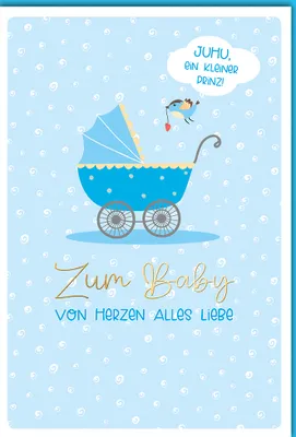 Produktbild von Geburt - Baby - Freudiges Ereignis - Karte mit Umschlag - Kinderwagen